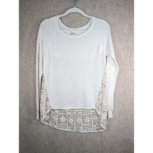 Sundance Womens Small Cream Lace Back Knit Sweater Mixed Media Boho Pullover